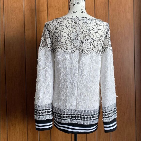 FREDERICK ANDERSON Lace-Trimmed Tweed Sweatshirt size 8 - Picture 6 of 13